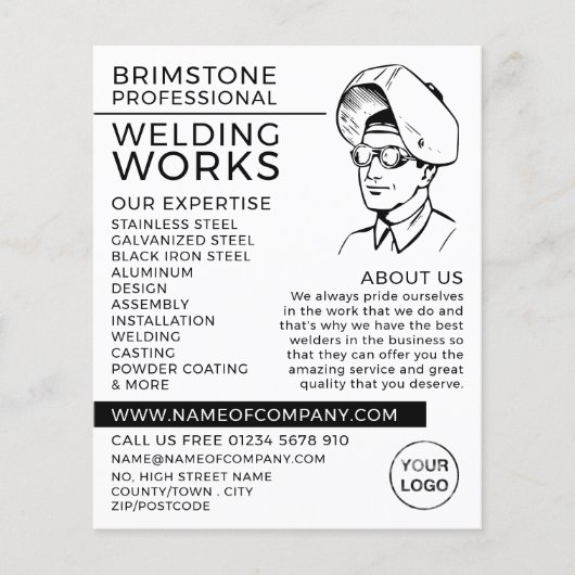 Lasser portret schets, metaalbewerker, lasser flyer (Voorkant)