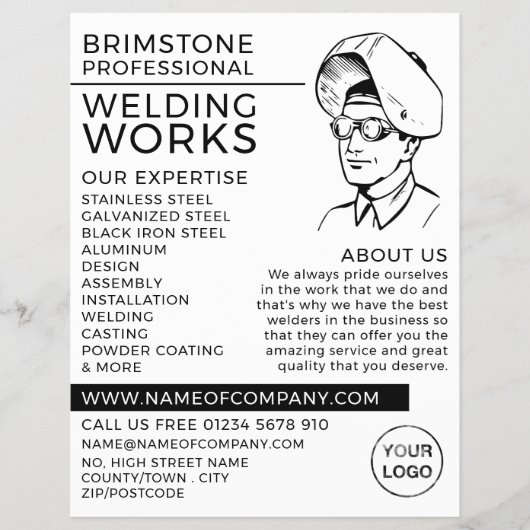 Lasser portret schets, metaalbewerker, lasser flyer (Voorkant)