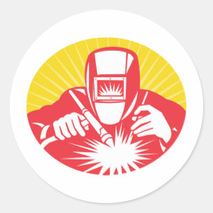 lasser retro ronde sticker