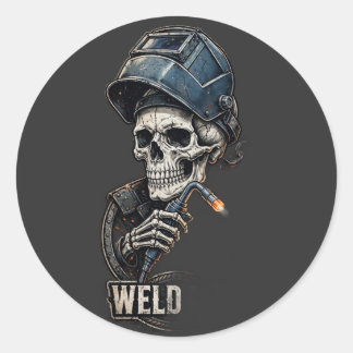 Lasser Schedel — Vonken Spatten Ronde Sticker