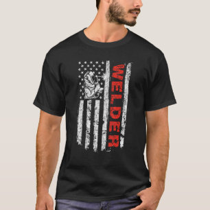 Lasser - USA Amerikaanse Vlag Lassen IJzerarbeider T-shirt