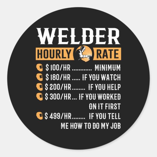 Lasser uurtarief ronde sticker (Voorkant)