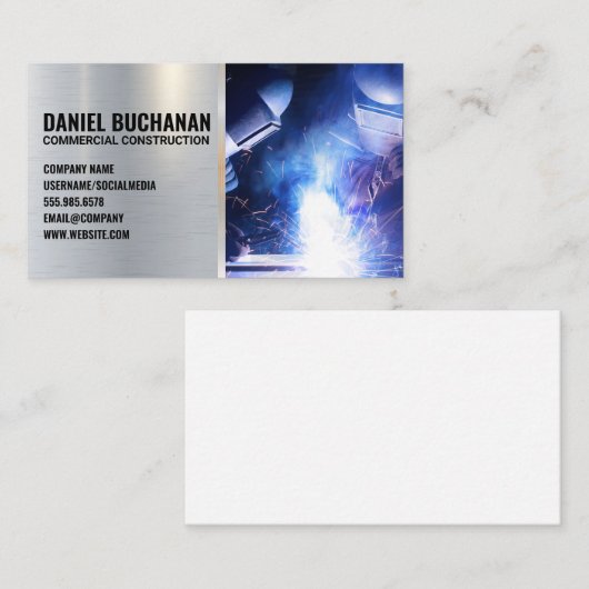 Lasser Werknemer | Vonken | Staal Metaal Visitekaartje (Voorkant / Achterkant)