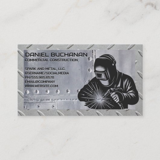 Lasser Werknemer | Vonken | Stalen Frame Visitekaartje (Voorkant)