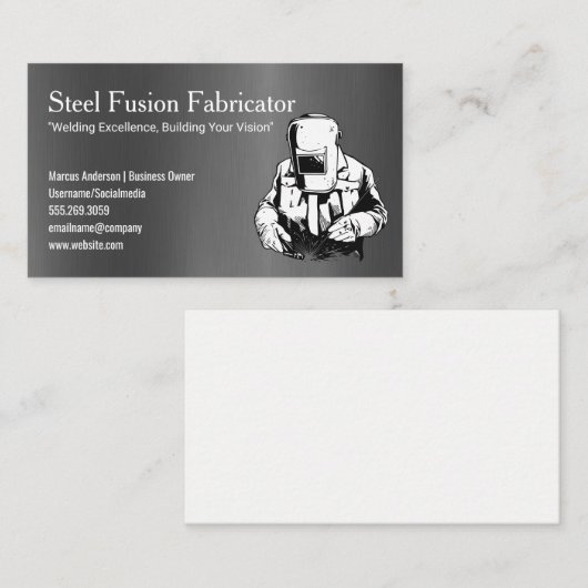 Lasser werkt op metaal | blauwe kraag visitekaartje (Voorkant / Achterkant)