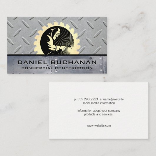 Lasser Zaag | Metalen Klinknagels | Staal Plated Visitekaartje (Voorkant / Achterkant)