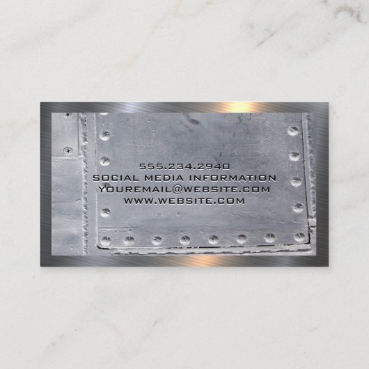 Lasserarbeider Logo | Metalen Stalen Klinknagels Visitekaartje (Achterkant)