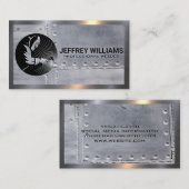 Lasserarbeider Logo | Metalen Stalen Klinknagels Visitekaartje (Voorkant / Achterkant)