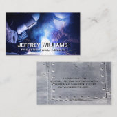 Lassers aan het werk | Metalen klinknagels Visitekaartje (Voorkant / Achterkant)