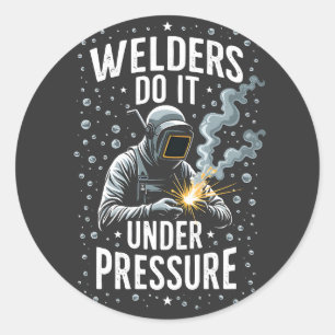 Lassers doen het onder druk Zee Welder Worker Ronde Sticker