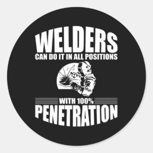 Lassers kunnen het in alle posities terug doen ronde sticker