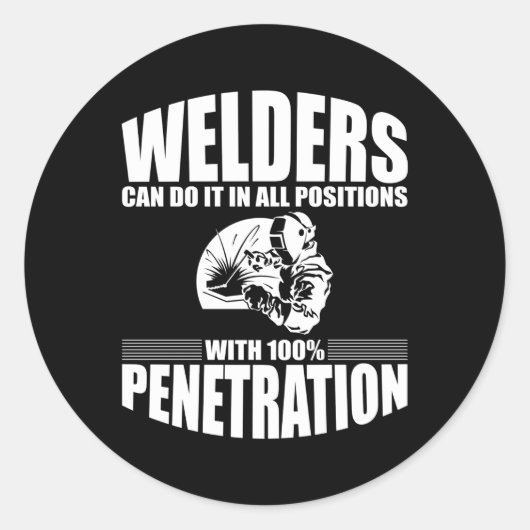 Lassers kunnen het in alle posities terug doen ronde sticker (Voorkant)