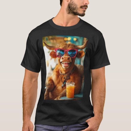 Lässiger Stier mit Sommerflair T-shirt (Voorkant)