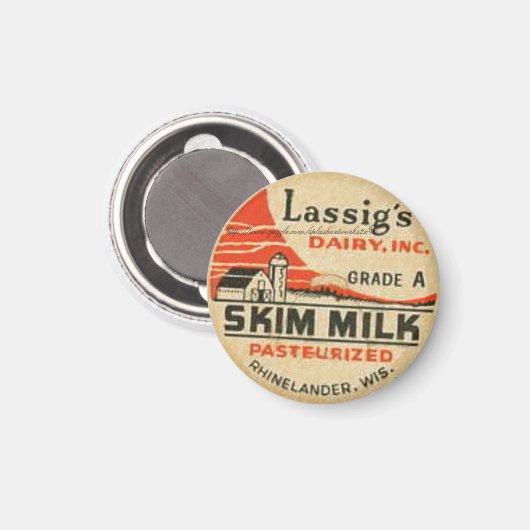 "Lassig's Dairy Skim Milk Bottle Pet-1950" Magneet (Voorkant / Achterkant)