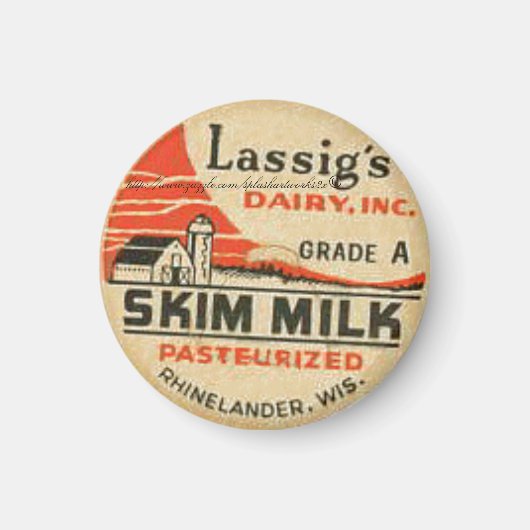 "Lassig's Dairy Skim Milk Bottle Pet-1950" Magneet (Voorkant)