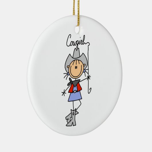 Lasso Cowgirl T-shirts en cadeautjes Keramisch Ornament (Rechts)