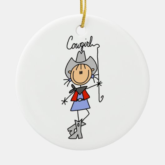 Lasso Cowgirl T-shirts en cadeautjes Keramisch Ornament (Voorkant)