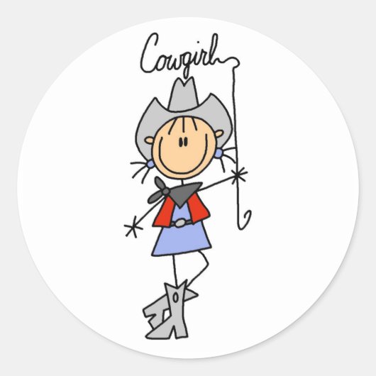 Lasso Cowgirl T-shirts en cadeautjes Ronde Sticker (Voorkant)
