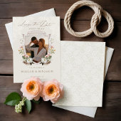 Lasso de datum Boho Waterverf Floral Crest Foto Kaart