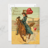 Lasso mijn hart Vintage Valentijn Feestdagenkaart (Voorkant / Achterkant)