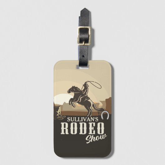 Lasso Roping Roundup ADD NAME Western Rodeo Show Bagagelabel (Voorkant (verticaal))