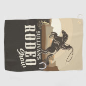 Lasso Roping Roundup ADD NAME Western Rodeo Show Golfhanddoek (Horizontaal)