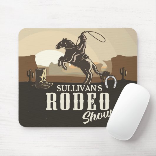 Lasso Roping Roundup ADD NAME Western Rodeo Show Muismat (Met muis)