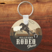 Lasso Roping Roundup ADD NAME Western Rodeo Show Sleutelhanger (Voorkant)