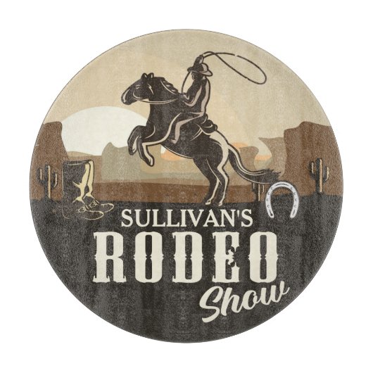 Lasso Roping Roundup ADD NAME Western Rodeo Show Snijplank (Voorkant)