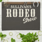 Lasso Roping Roundup ADD NAME Western Rodeo Show Theedoek (Gevouwen)