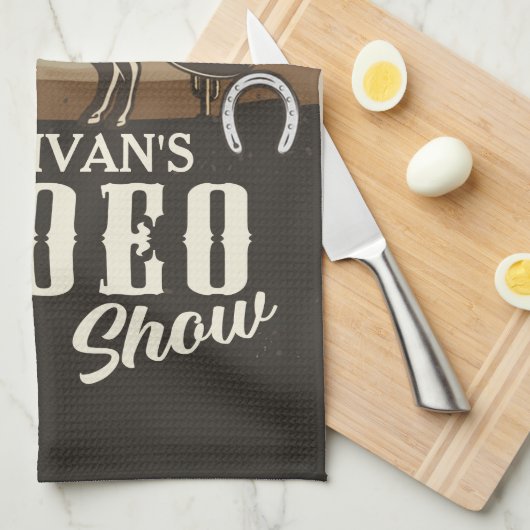 Lasso Roping Roundup ADD NAME Western Rodeo Show Theedoek (Quarter Fold)