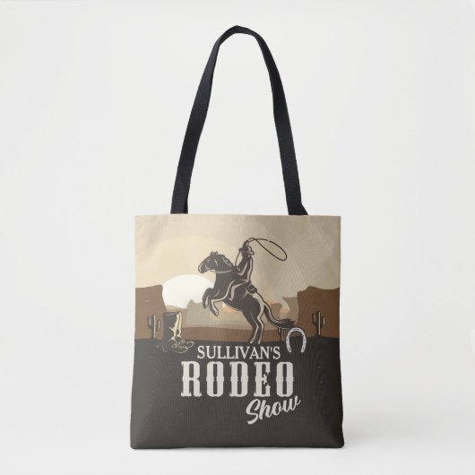 Lasso Roping Roundup ADD NAME Western Rodeo Show Tote Bag (Voorkant)