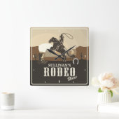 Lasso Roping Roundup ADD NAME Western Rodeo Show Vierkante Klok (Huis)
