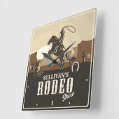 Lasso Roping Roundup ADD NAME Western Rodeo Show Vierkante Klok (Hoek)