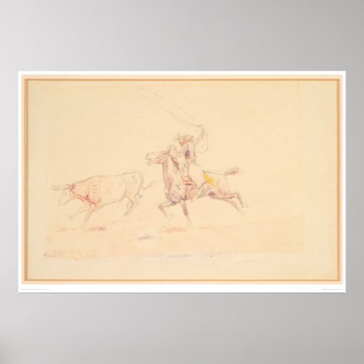 Lassoing Steer 1905 (1418A) Poster (Voorkant)