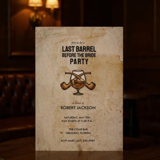 Last Barrel Before the Bride Bachelor Night Kaart