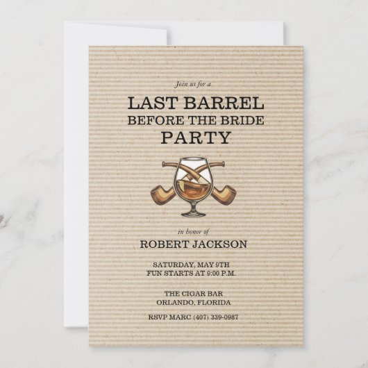 Last Barrel Before the Bride Bachelor Party Kaart (Voorkant)