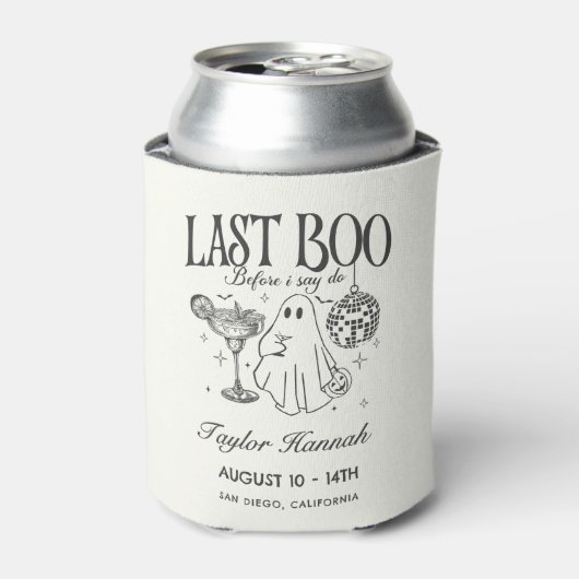 Last Boo Before I Do Bachelorette Halloween Party Blikjeskoeler (Blikje Voorkant)