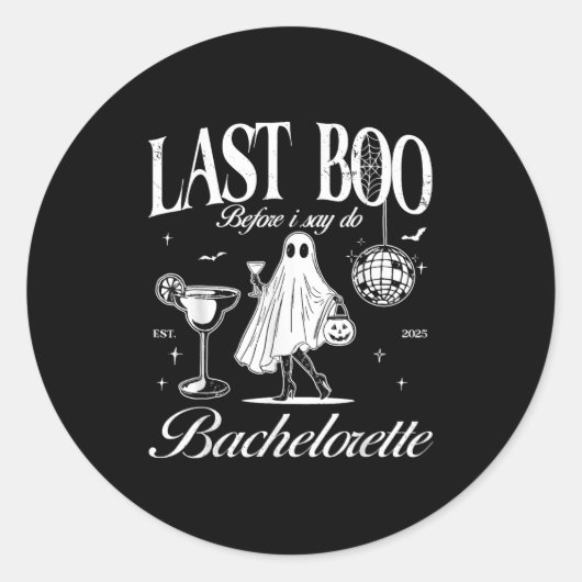 Last Boo Before I Say Do Bride Ghost Bachelorette  Ronde Sticker (Voorkant)