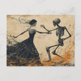 Last Dance - Vintage dancing skeleton dark art Briefkaart