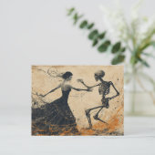 Last Dance - Vintage dancing skeleton dark art Briefkaart (Staand voorkant)