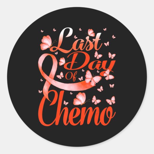 Last Day Of Chemo Leukemia Awareness Butterfly Ronde Sticker (Voorkant)