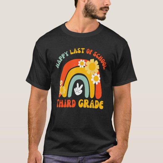 Last Day Of School Groovy Teachers and students He T-shirt (Voorkant)