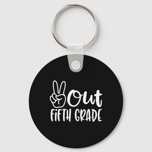 Last Day Of School Peace Out Fifth 5th Grade Teach Sleutelhanger (Voorkant)