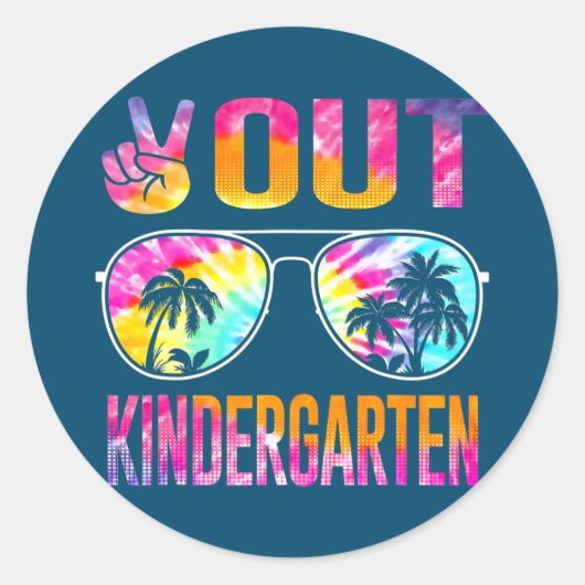 Last Day of School Peace Out Kindergarten Teacher Ronde Sticker (Voorkant)