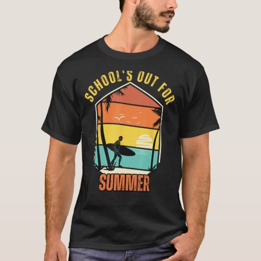 Last Day Of School Retro Schools Out For Summer Te T-shirt (Voorkant)