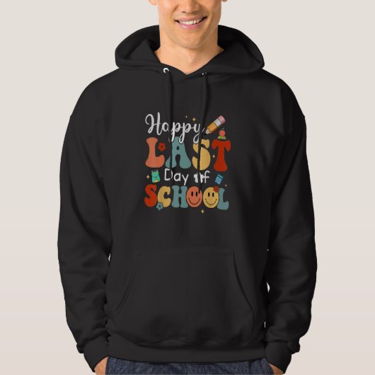 Last Day Of School Vibes Retro Groovy Smile Face G Hoodie (Voorkant)