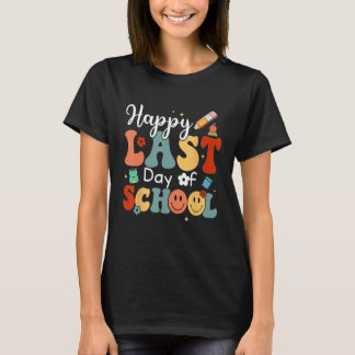 Last Day Of School Vibes Retro Groovy Smile Face G T-shirt