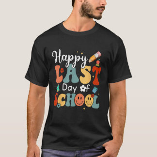 Last Day Of School Vibes Retro Groovy Smile Face G T-shirt
