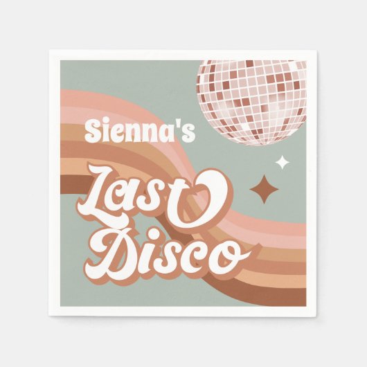 Last Disco 70's Groovy Retro Daisy Bachelorette Servet (Voorkant)